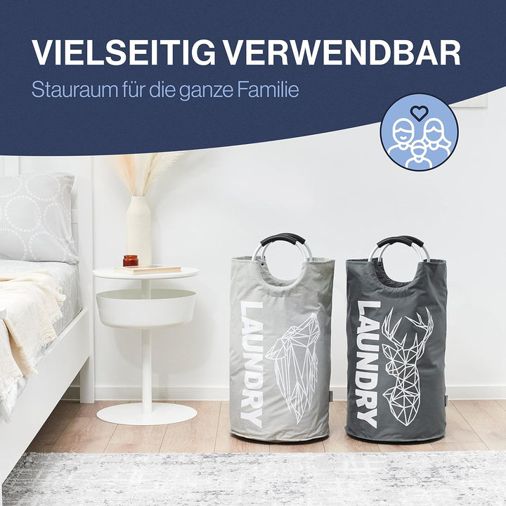 WELLENBORG® Faltbarer Wäschekorb faltbar 2er Set - Wäschesammler Wäschekorb schmal - Laundry baskets