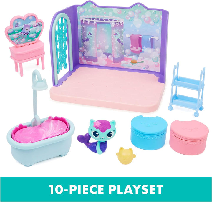 Cuffie In“Gabby's Dollhouse, Primp and Pamper Badezimmer mit Mercat Figur, 3 Zubehörteile, 3 Möbel u