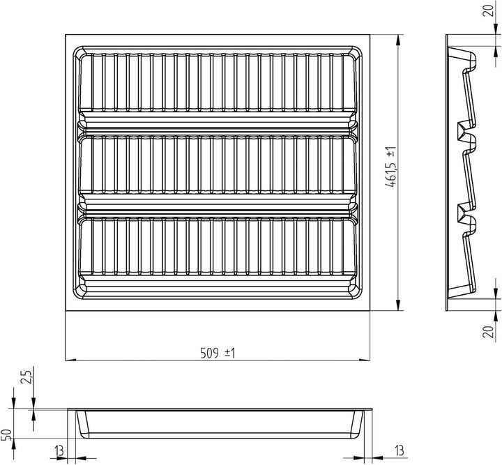 SO-BOX 2 Gewürzeinsatz Breite 50,9 cm, Tiefe 46,2 cm mit silbergrauer Kanvas-Struktur für Schubladen