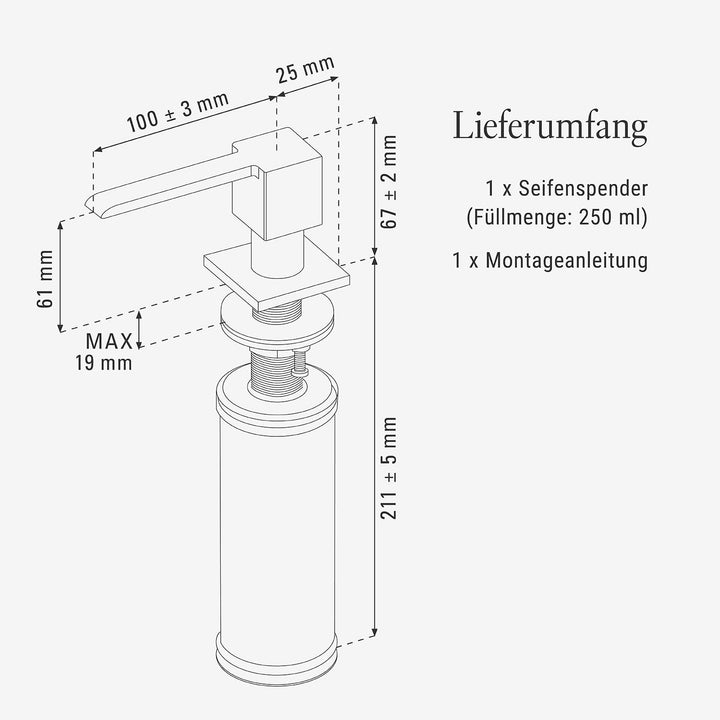 Villeroy &amp; Boch Zubehör | Seifenspender | Edelstahl massiv | 923630LC, 250 ml 250 ml Edelstahl Massi