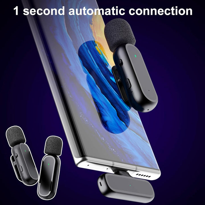 2 Pack Kabelloses Mikrofon für Android, Lavalier Mikrofon, mit Adapter, Plug and Play, 20M Grosse Re