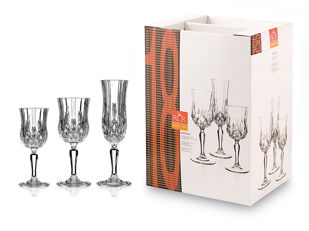 Rcr Opera Kelche-Service, Glas, Transparent, Packung zu 19 Stück