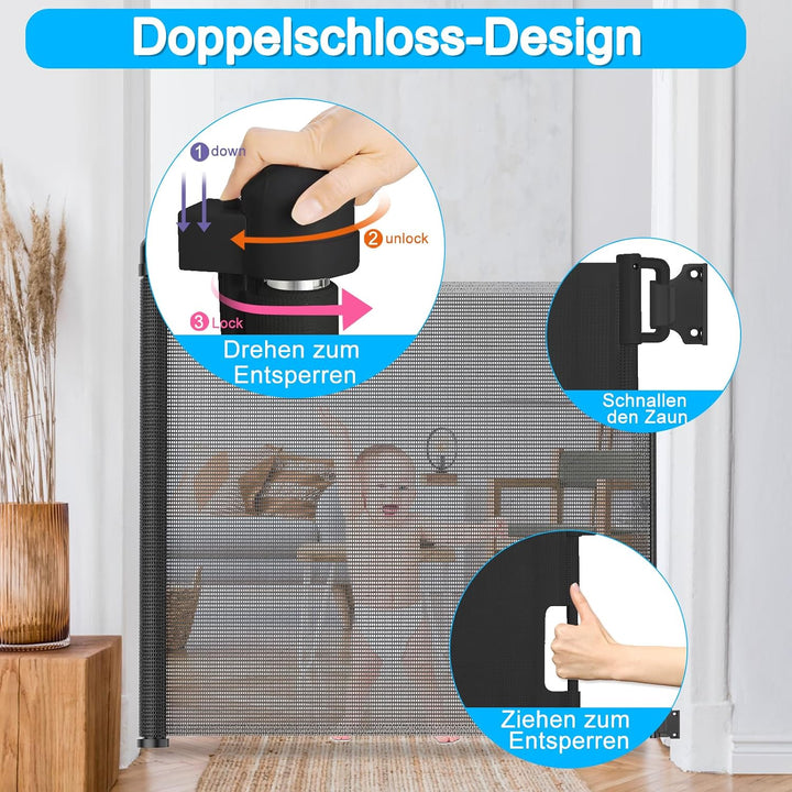 YARDIN Treppenschutzgitter Ausziehbar Türschutzgitter 0-150cm für Babys &amp; Haustiere, Treppengitter A