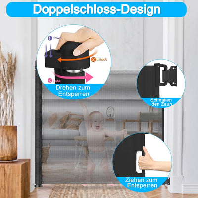 YARDIN Treppenschutzgitter Ausziehbar Türschutzgitter 0-150cm für Babys & Haustiere, Treppengitter A