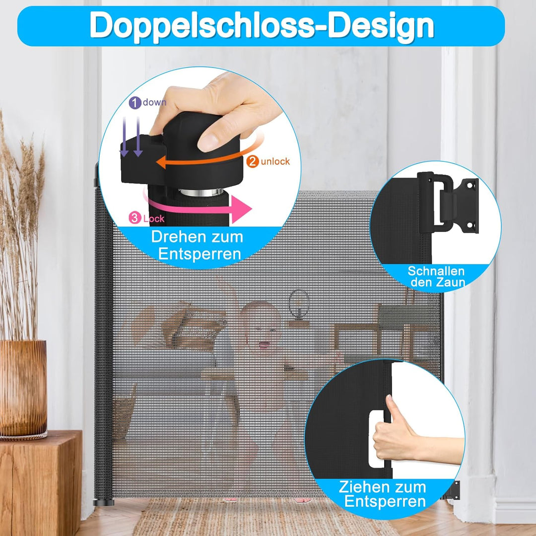 YARDIN Treppenschutzgitter Ausziehbar Türschutzgitter 0-150cm für Babys & Haustiere, Treppengitter A
