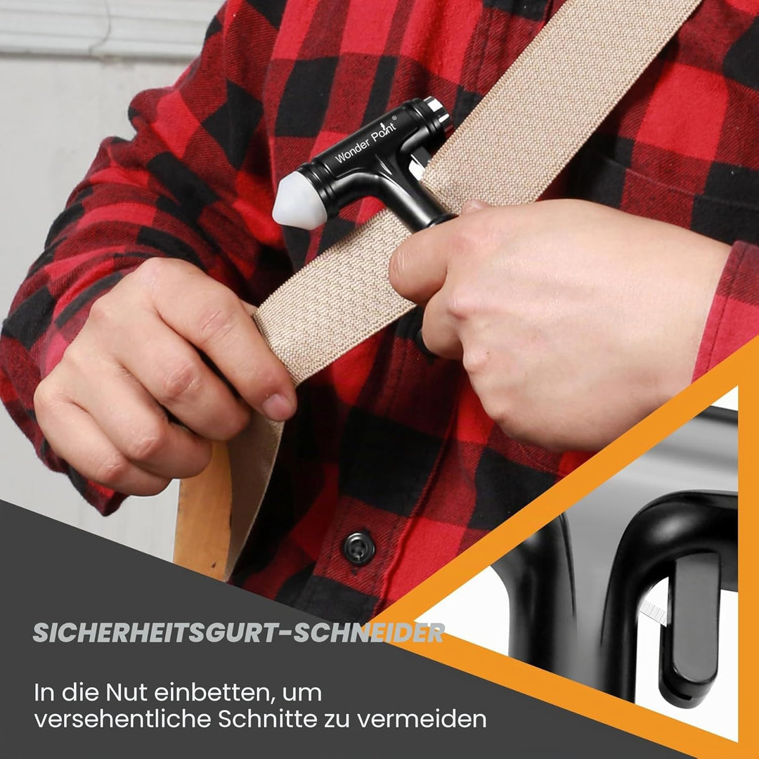 Premium Notfallhammer Auto, 2026 Multifunktions-Gurtschneider Nothammer Schnelle Autorettung mit TÜV