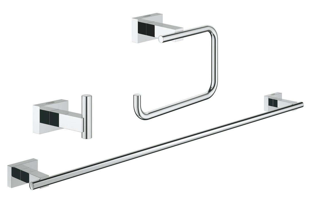 Grohe Essentials Cube Bad Set 3-in-1, chrom (40777001) 4-in-1 eckig Single, 4-in-1 eckig Single