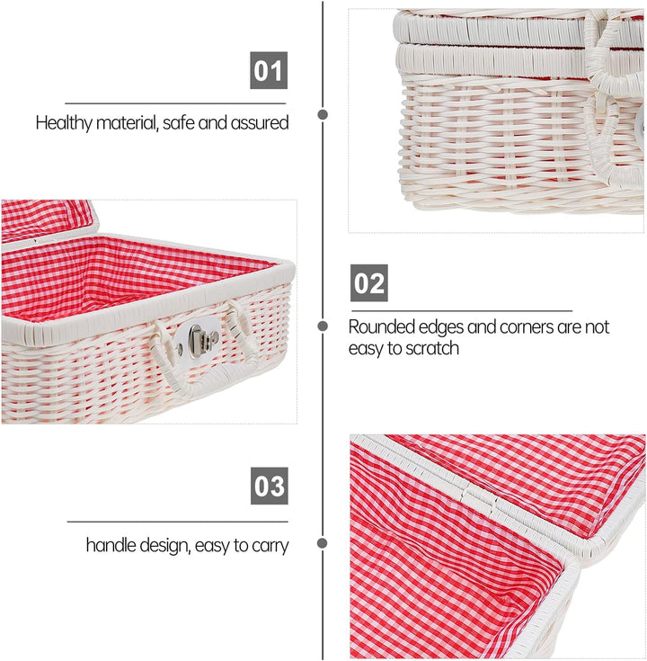 Tomaibaby Rattan Wicker Koffer Wicker Picknick Korb Stroh Lagerung Box mit Griffe Rattan Lagerung Bo