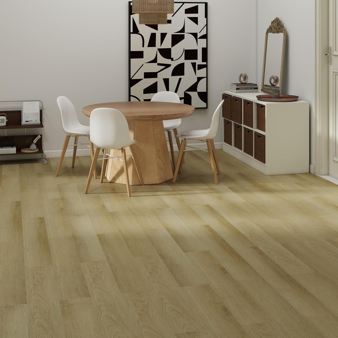 MULGREAT Holzoptik Vinyl Bodenbelag in Beige Eiche– 5,02 m² Selbstklebender, rutschfester & wasserdi