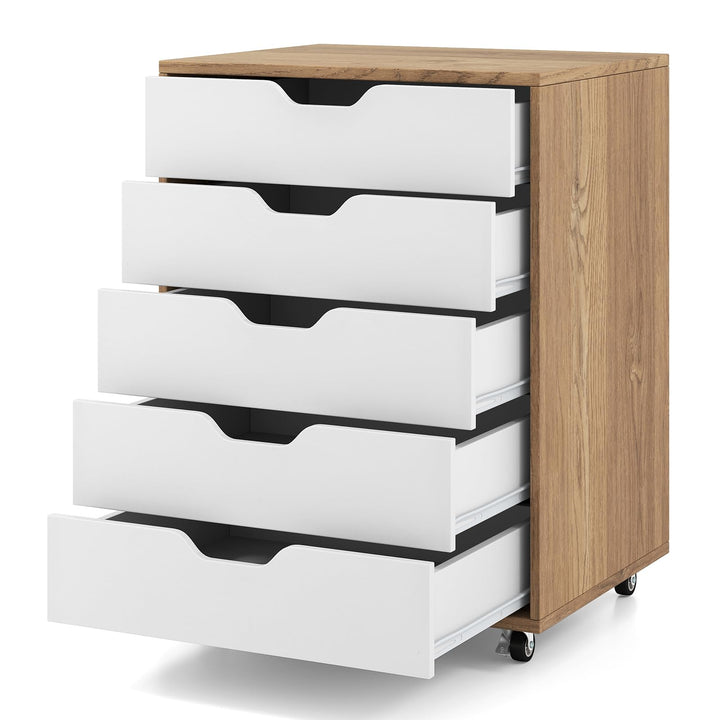 GIANTEX Aktenschrank auf Rollen, Rollcontainer mit Schubladen, mobiler Druckerständer für Home-Offic