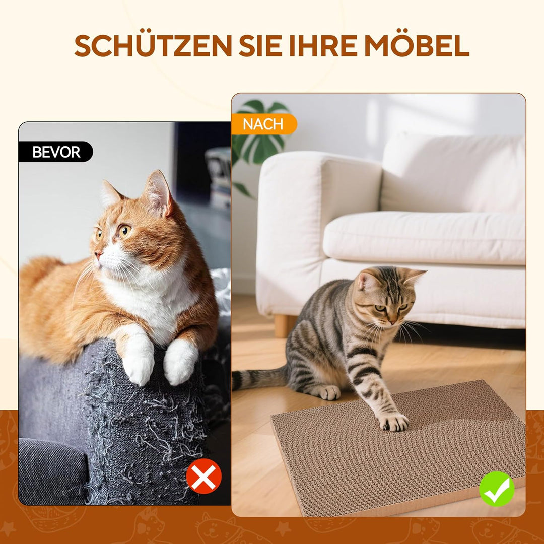 Kratzbrett Katze mit Box, 7Stk. kratzpappe für Katzen mit hochwertiger Karton, Widerstandsfähig Katz
