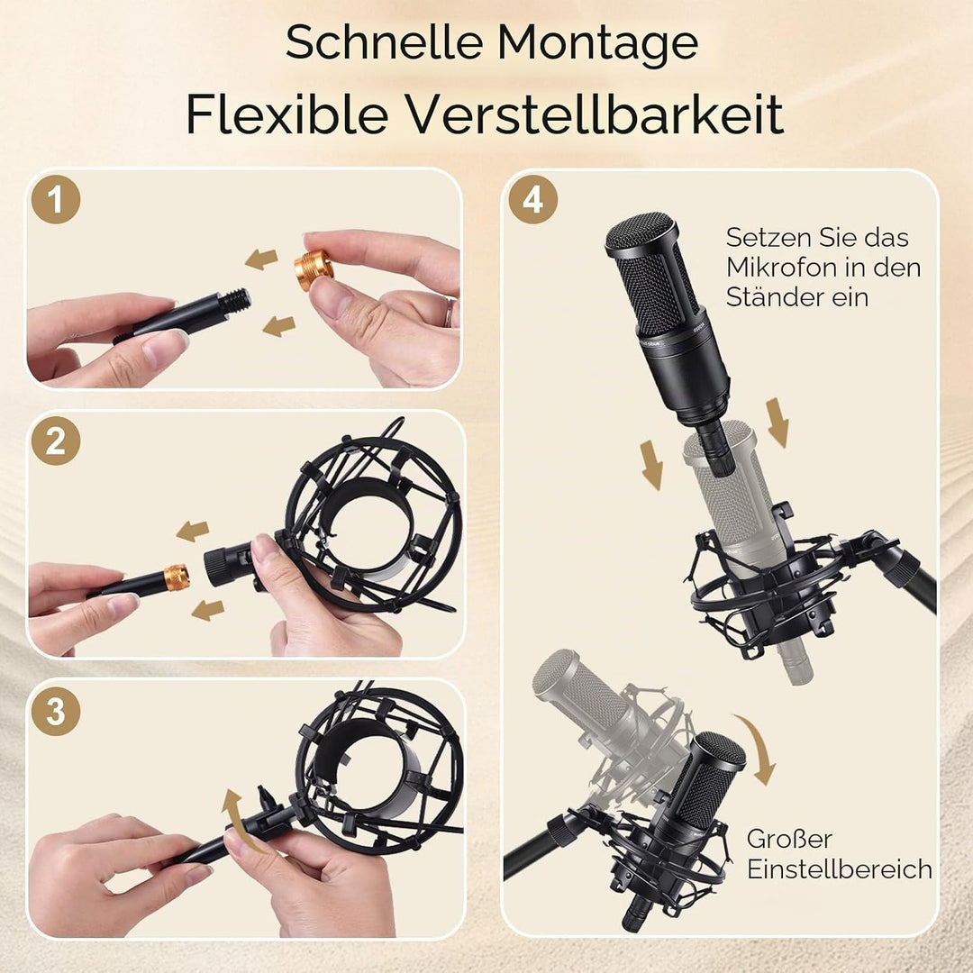 Universelle Mikrofonspinne Mikrofonhalter Zubehör Schockmontage aus Metall - Robuste, komplett aus M