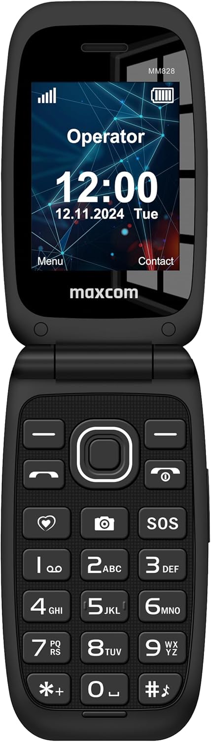 MAXCOM MM828 4G-Handy für ältere Menschen mit Flip-Deckel, grosse Tasten und Symbole, SOS-Taste, 8 S