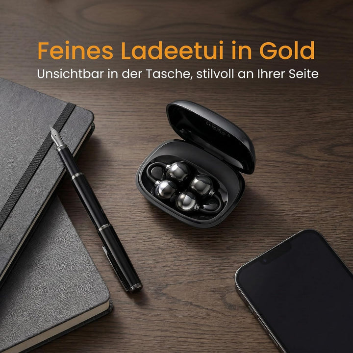 LESUN Open-Ear Clip On Kopfhörer Bluetooth 6.0: Mini Ohrhörer mit Klarem Bass, 25h Laufzeit Sport, A