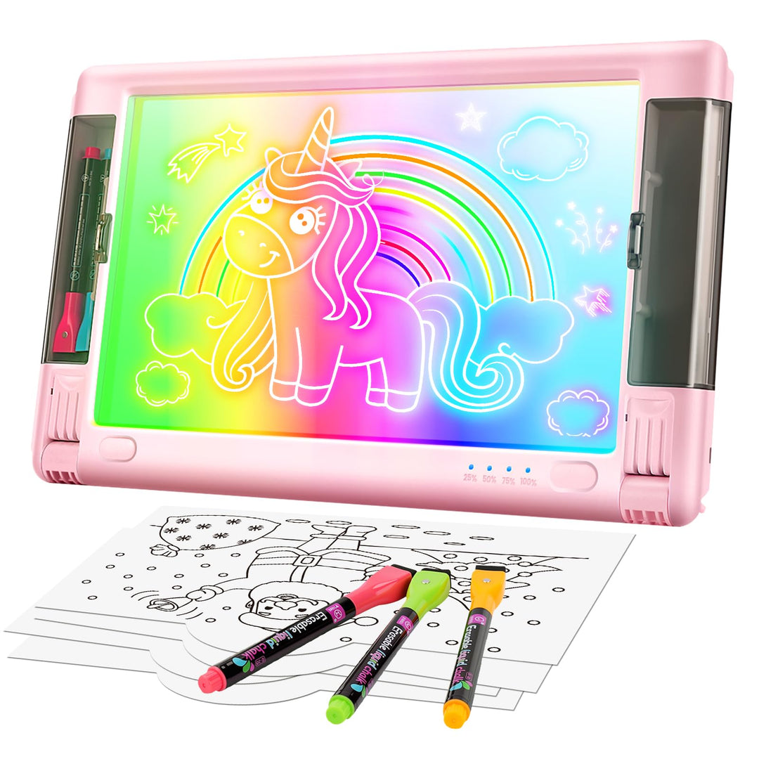 LED-Zeichentafel Wiederaufladbare, 15 Zoll Zeichenbrett & Memoboard 9 Farben Lichteffekte Neon Kunst