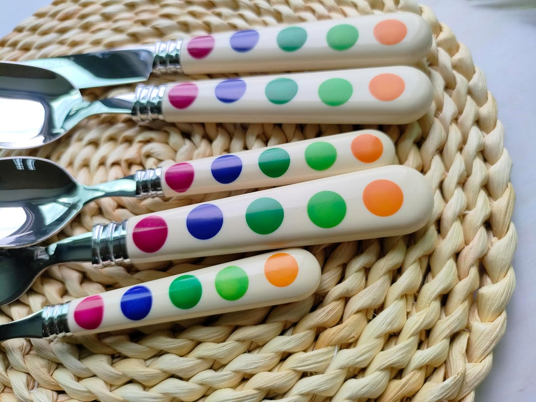 EXZACT Besteckset 20-teilig mit Polka Dots, Spiegelpolierter Edelstahl, Service für 4 inklusive: Taf