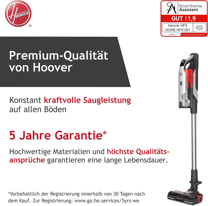 Hoover Akku-Staubsauger HF9 Home I Bis zu 120 m² mit nur Einer Akkuladung I Leistungsstarker Staubsa