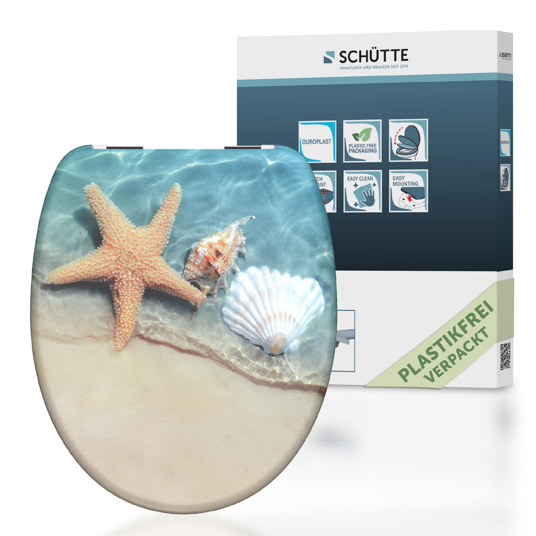 SCHÜTTE WC-Sitz mit Absenkautomatik BEACH aus Duroplast | hochwertiger Toilettendeckel mit 175kg Bel