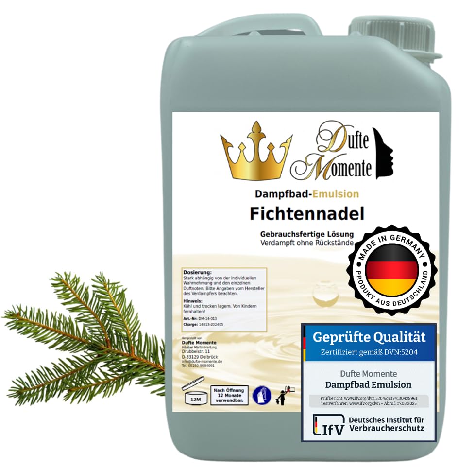 Dufte Momente | Dampfbad Emulsion 3 Liter Fichtennadel | geprüfte Qualität | mit naturreinen und nat