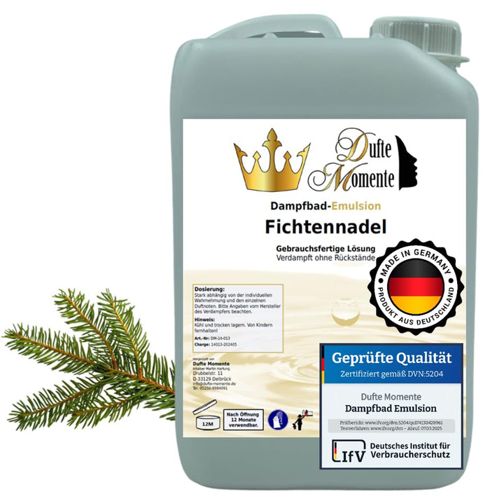 Dufte Momente | Dampfbad Emulsion 3 Liter Fichtennadel | geprüfte Qualität | mit naturreinen und nat