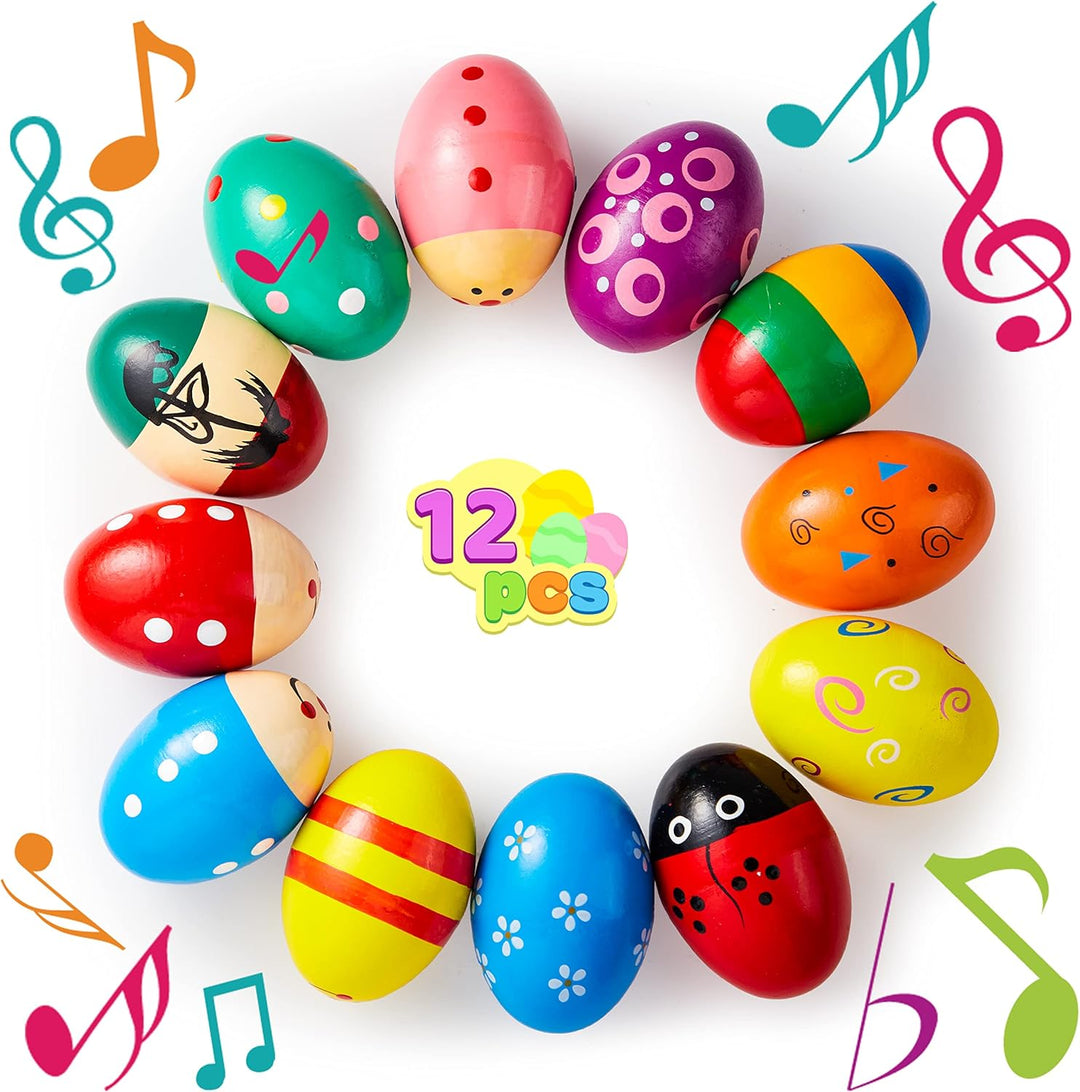 JOYIN 12 Stück 3 "(7,6 cm) Hölzerne Eierschüttler Maracas Percussion Musical für Party -Gefälligkeit