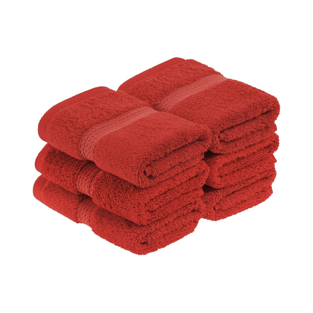 Superior Handtuch-Set, ägyptische Baumwolle, 33 x 33 cm, Rot, 6-teilig 6PC Face Rot/Ausflug, Einfarb