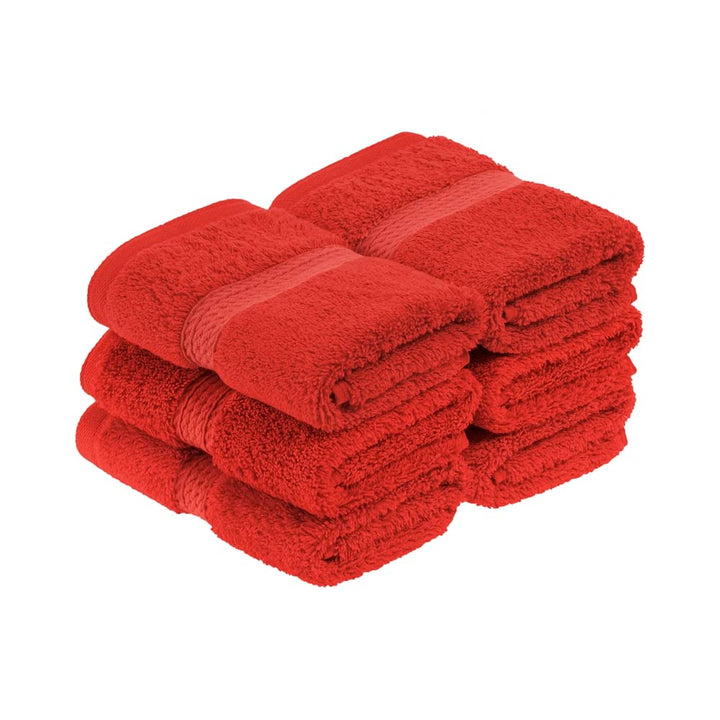 Superior Handtuch-Set, ägyptische Baumwolle, 33 x 33 cm, Rot, 6-teilig 6PC Face Rot/Ausflug, Einfarb