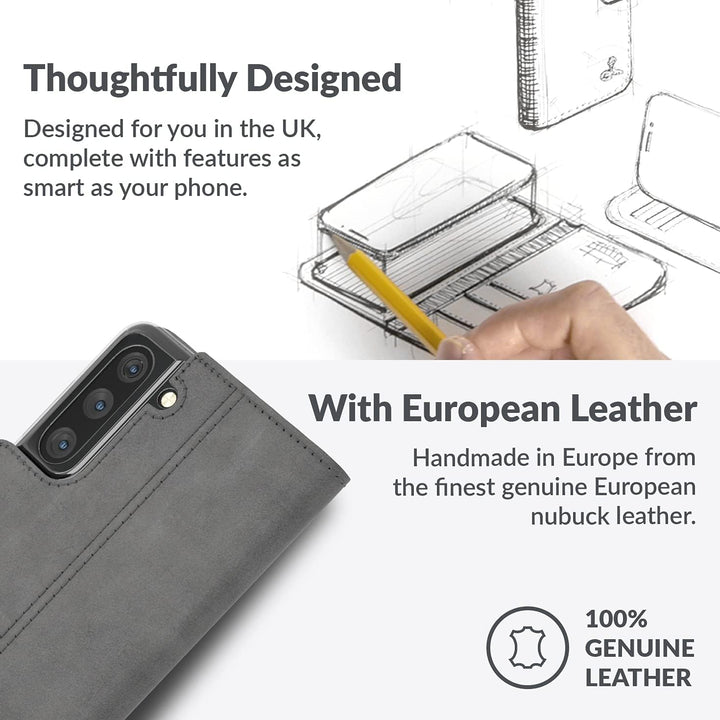 Snakehive Galaxy S21 Plus 5G Hülle Leder | Stylische Handyhülle mit Kartenhalter & Standfuss | Handy