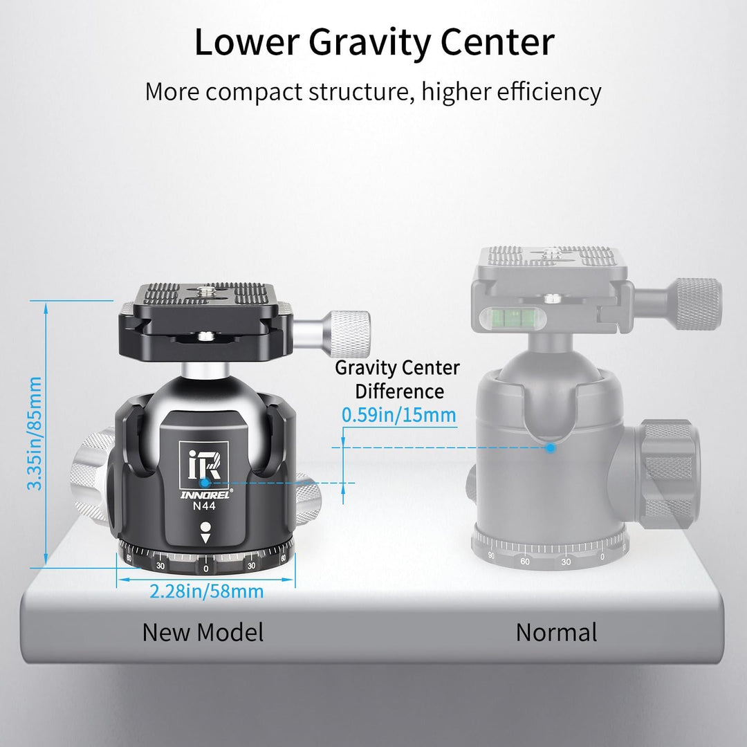 INNOREL N44 Kugelkopf Stativköpfe Tripod Head Niedrige Profile Kugelkopf 360 Grad Drehbarer Durchmes