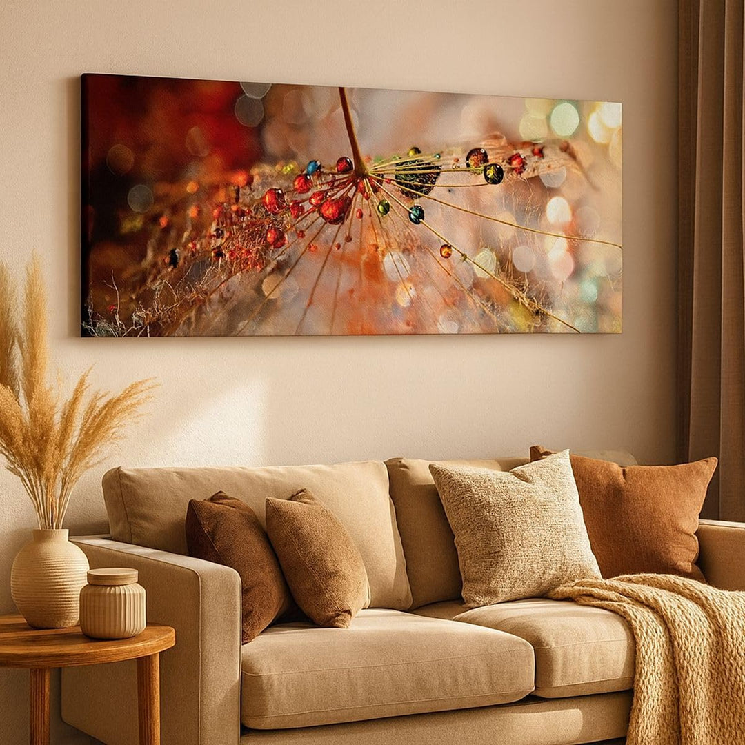 Wandbilder Dekoration Wohnzimmer Spinnennetz modern Panorama Bilder auf Leinwand 120x50cm Leinwandbi