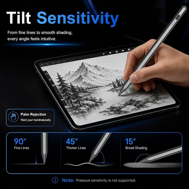 HATOKU Stift 2. Generation, Schnelllade Pencil für iPad mit Neigung & Palm Rejection, Magnetic Penci