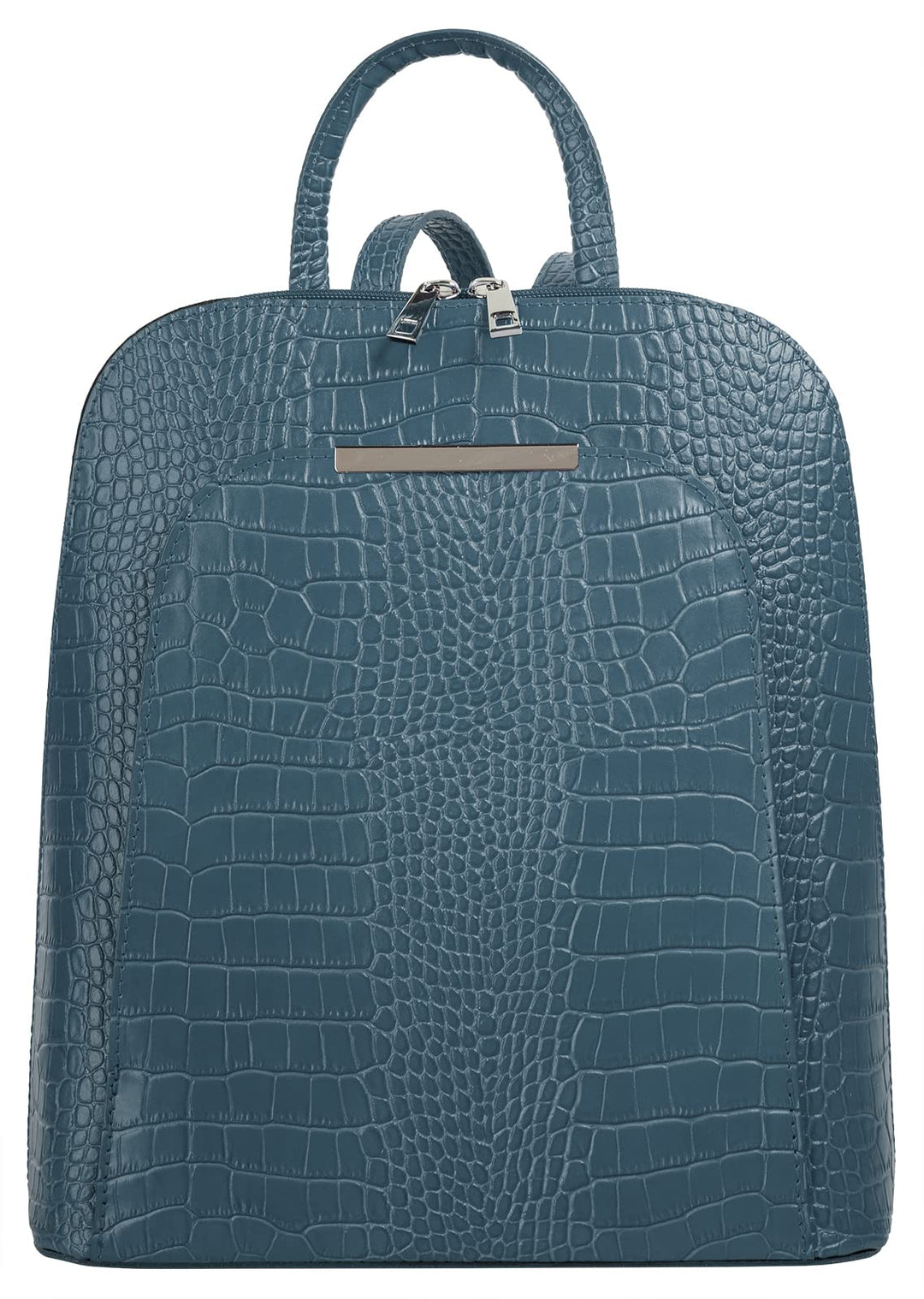 Rucksack Echt Leder Damen | Made in Italy, Smartphonefach, Daypack aus Rindleder, Citybag im Kroko-L