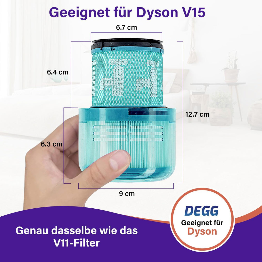 DEGG Hepa Filter - Kompatibel mit Dyson V15 - Waschbares Staubsaugerfilter - Ersatzfilter - Perfekte