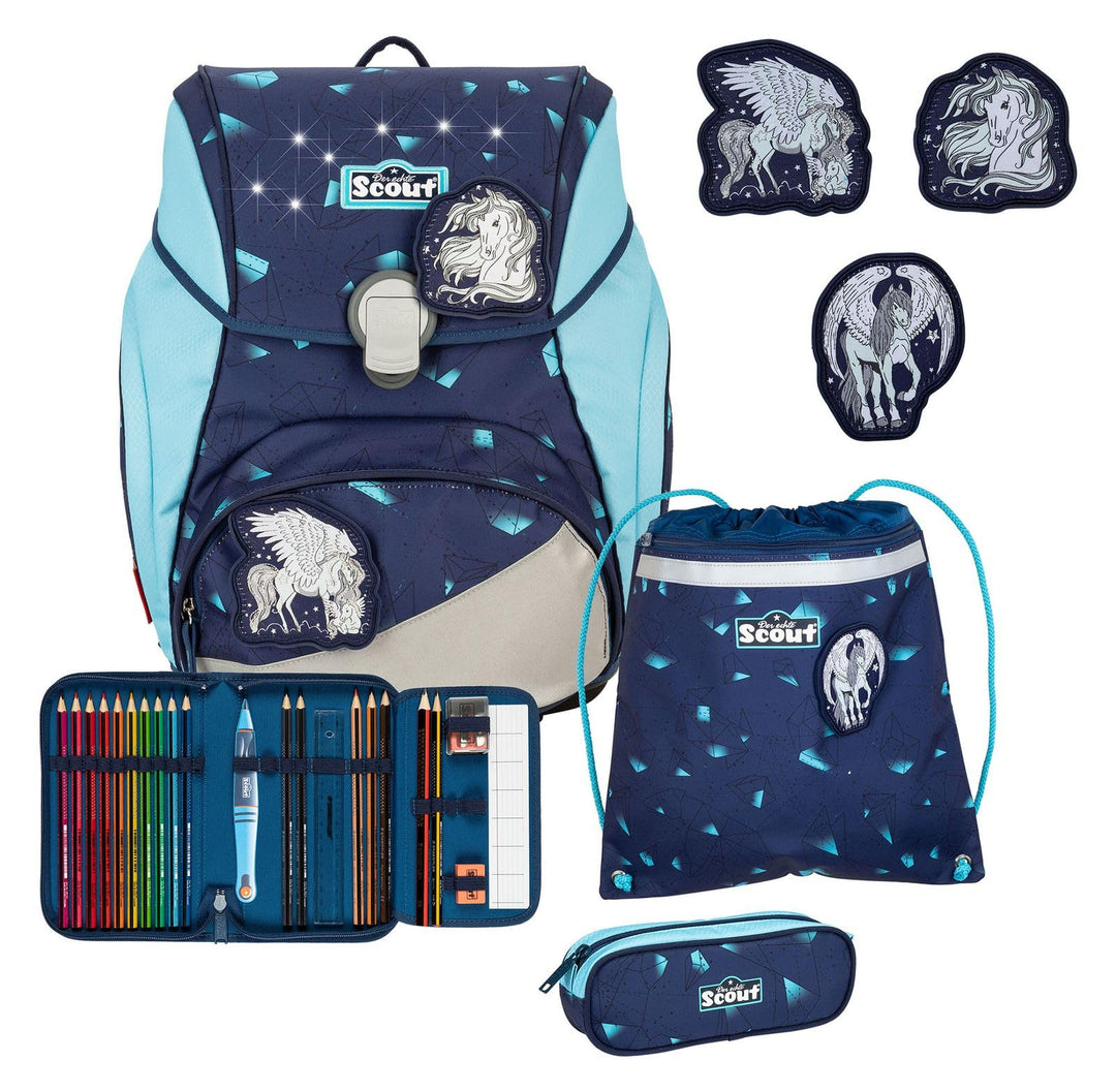 Scout Alpha Schulranzen-Set 4-tlg. Exklusiv LED Pegasus 2023