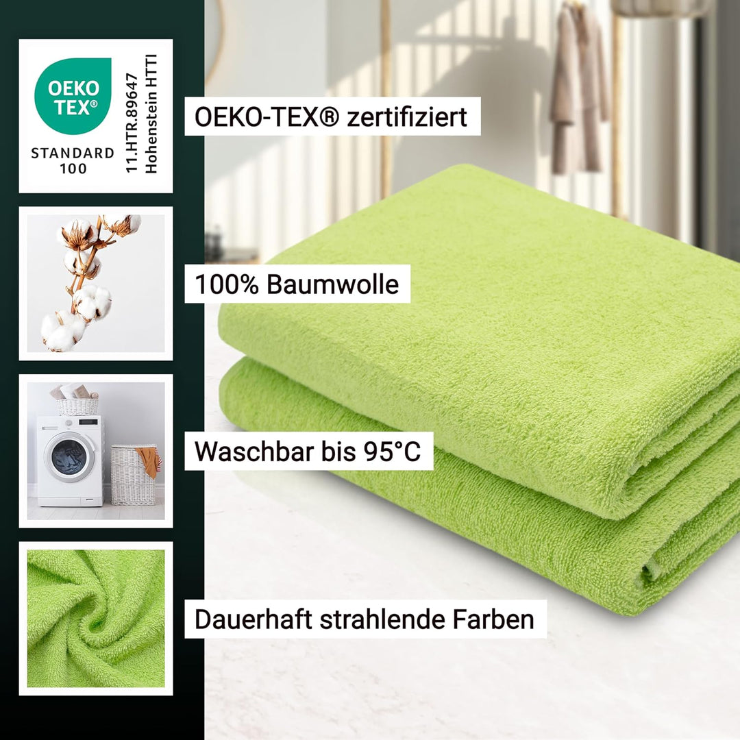 ZOLLNER 2er Set Duschtücher - weiche und saugstarke Handtücher - waschbar bis 95°C - Baumwolle - 70x