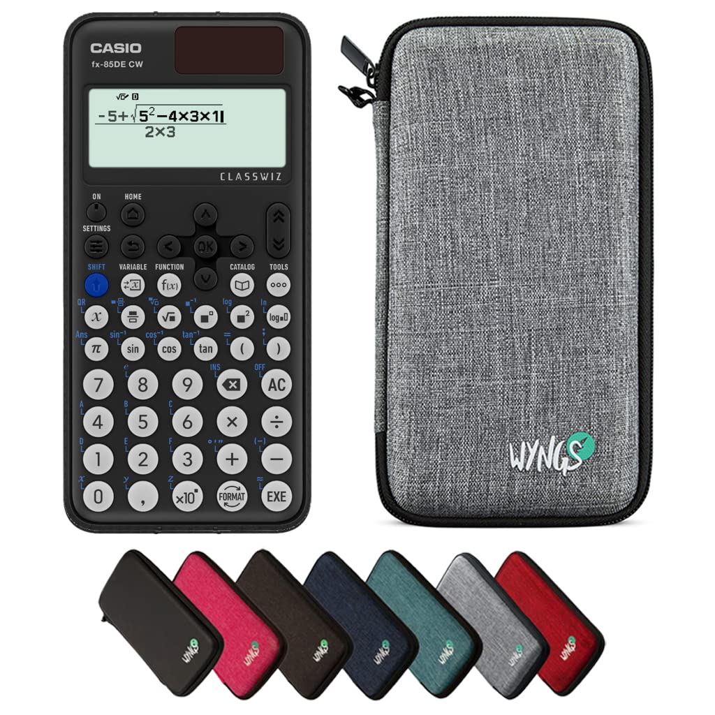 CALCUSO Sparpaket: Casio FX-85DE CW ClassWiz technisch-wissenschaftlicher Schulrechner + WYNGS Schut