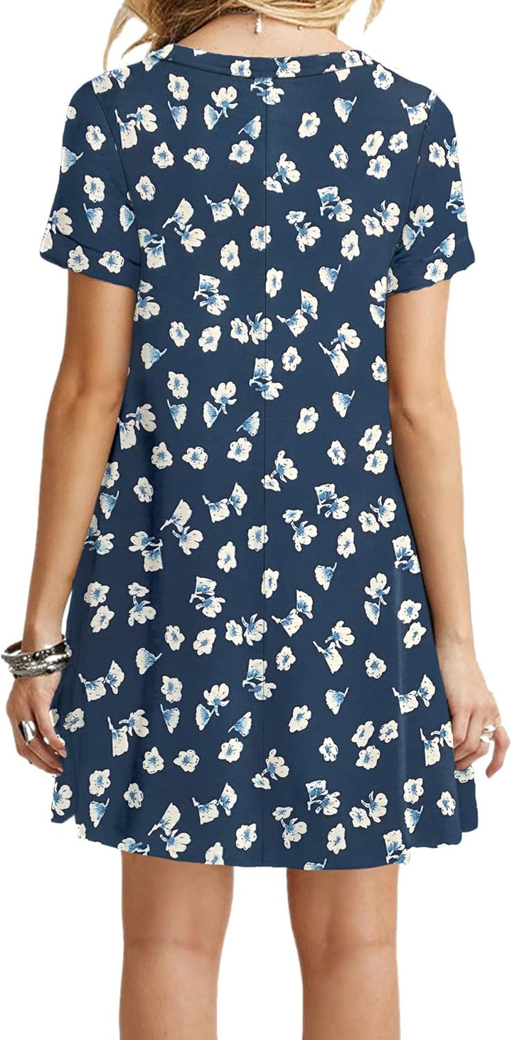 MOLERANI Damen Sommerkleider Casual T-Shirt Kurzarm Strandkleid Loose Swing Damenkleid M Floral Mari