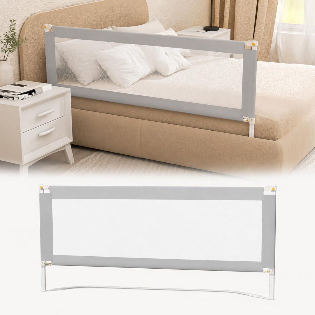 Bettschutzgitter 150 cm Rausfallschutz Bett – klappbares Bettgitter für Baby & Kleinkind, höhenverst
