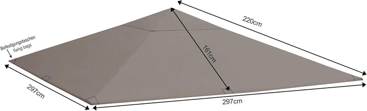 QUICK STAR Set Ersatzdach und 2 Seitenteile für Garten Pavillon 3x3m Grau RAL 7012 Antik Pavillondac