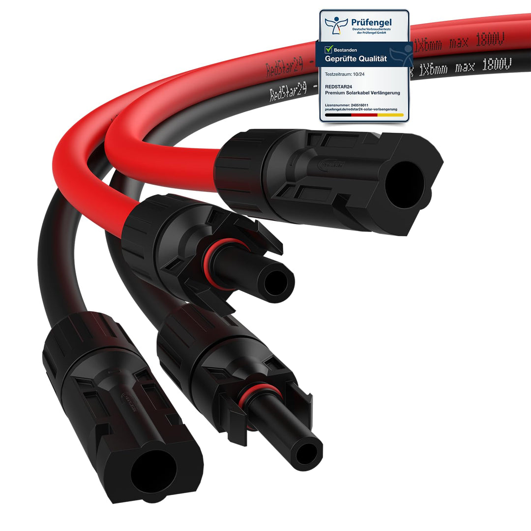 RedStar24 Solarkabel Verlängerung 4mm² - 10m - UV-beständig, Photovoltaik Kabel, PV Kabel, Solar Ver