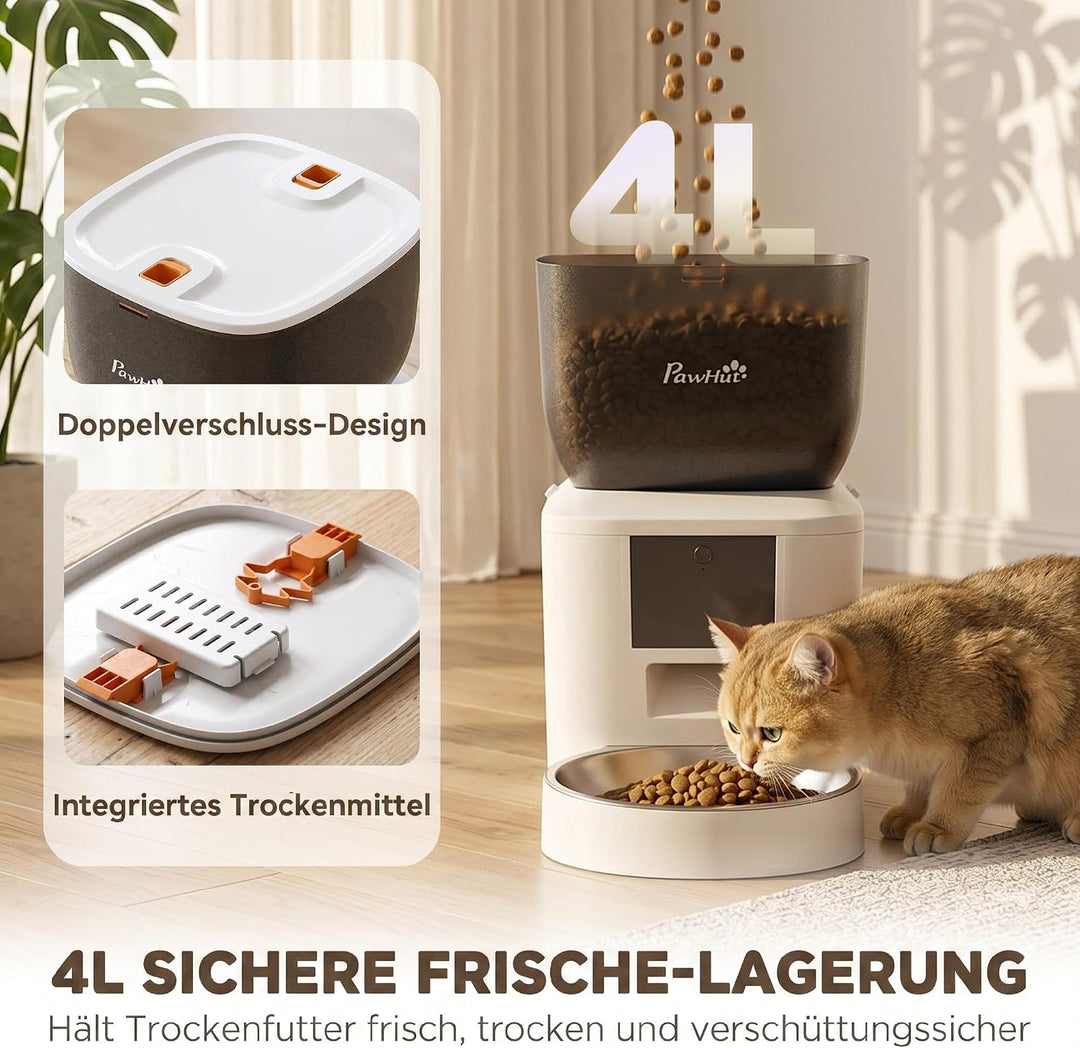 PawHut Futterautomat Katze 4L App-Steuerung 1–10 Mahlzeiten pro Tag