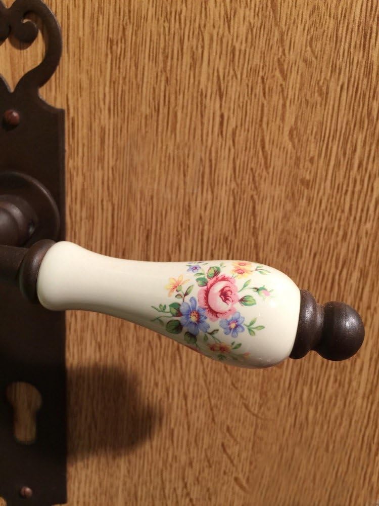 Antikas - Türklinken Garnitur mit Porzellangriffen -Bella Siena antico- Streublumenmuster