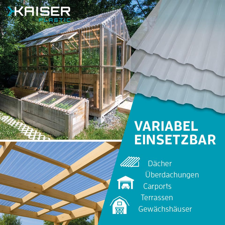 KAISER plastic® Wellplatte | Xtra Strong (PC) | glatt und klar | 76/18-1mm Stärke | 90 x 120 cm | St