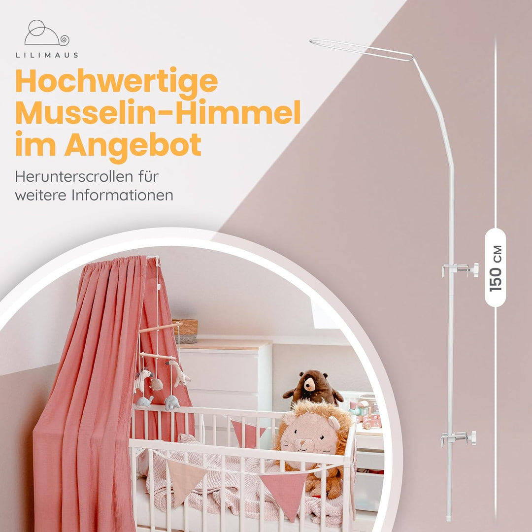 lilimaus Himmelstange Babybett für alle Baby und Kinderbetten - Himmelbett Gestell - Betthimmel Stan