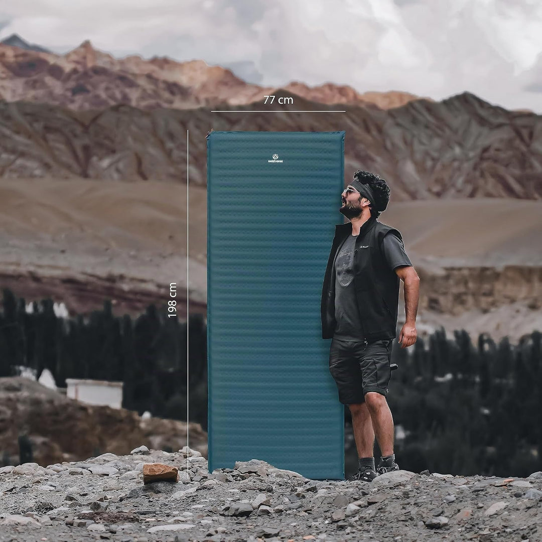 outdoorer Trek Bed 5 - grosse Isomatte, selbstaufblasend, 5 cm, Schlafmatte für Zelt, Camping &amp; Auto