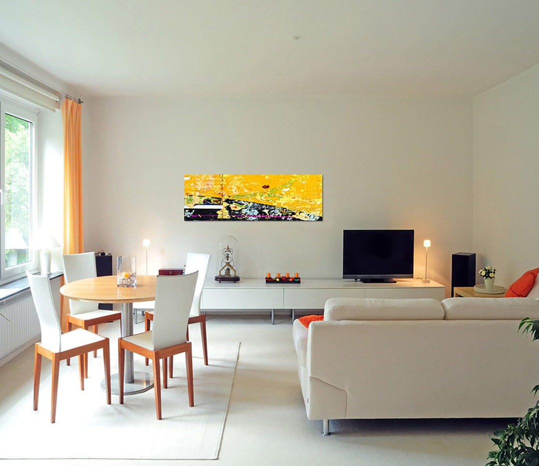 Paul Sinus Art Panoramabild auf Leinwand und Keilrahmen 150x50cm Malerei Graffiti Poster Grunge abst