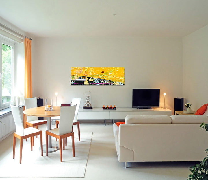 Paul Sinus Art Panoramabild auf Leinwand und Keilrahmen 150x50cm Malerei Graffiti Poster Grunge abst