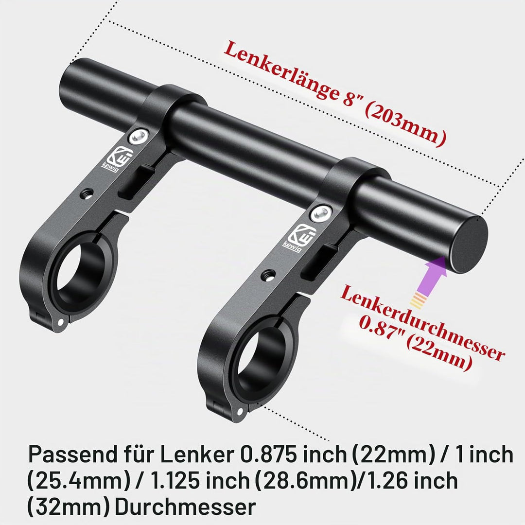 BRCOVAN Aluminiumlegierung Lenker Erweiterung mit 200mm Langer Querstange, Lenkerverlängerung mit Do