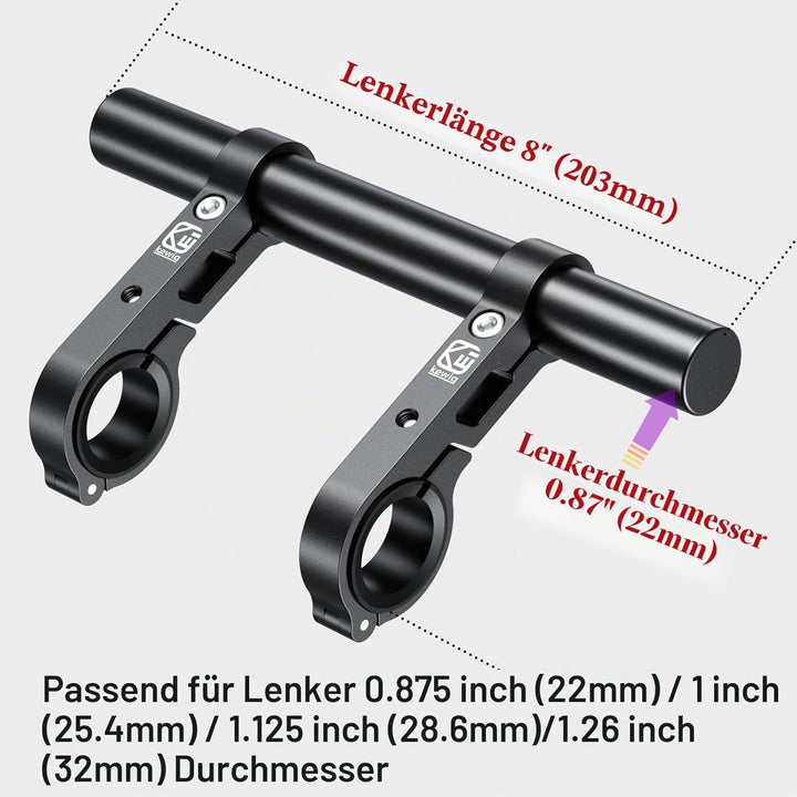 BRCOVAN Aluminiumlegierung Lenker Erweiterung mit 200mm Langer Querstange, Lenkerverlängerung mit Do