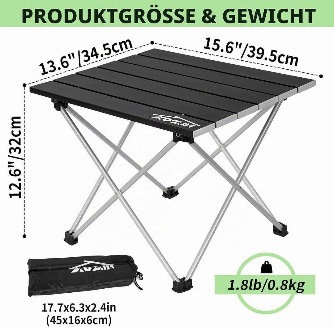 Campingtisch Klappbar, Klapptisch Camping, Tragbarer Picknicktisch Faltbar, Kleiner Aluminium-Klappt